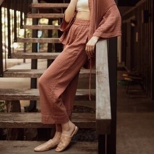 Oddbird Kardes Gauze Loungwear Pant - Canyon Rose Small